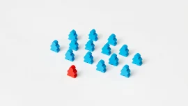 Blue and red people game pieces